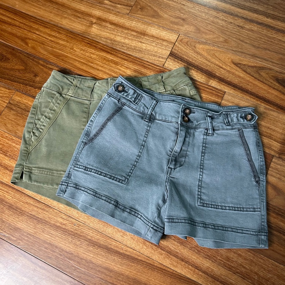 BKE Low Rise Utility Cargo Shorts Bundle Olive Green Charcoal Grey Size 23